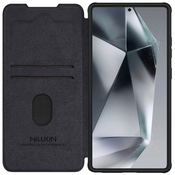 Калъф Nillkin Qin Pro за Samsung Galaxy S25 Ultra с капак и капак за камера - черен