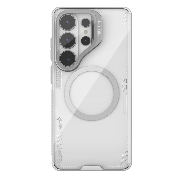 Nillkin Iceblade Prop Магнитен калъф с капак за камерата и стойка, съвместим с MagSafe за Samsung Galaxy S26 Ultra - прозрачен сив