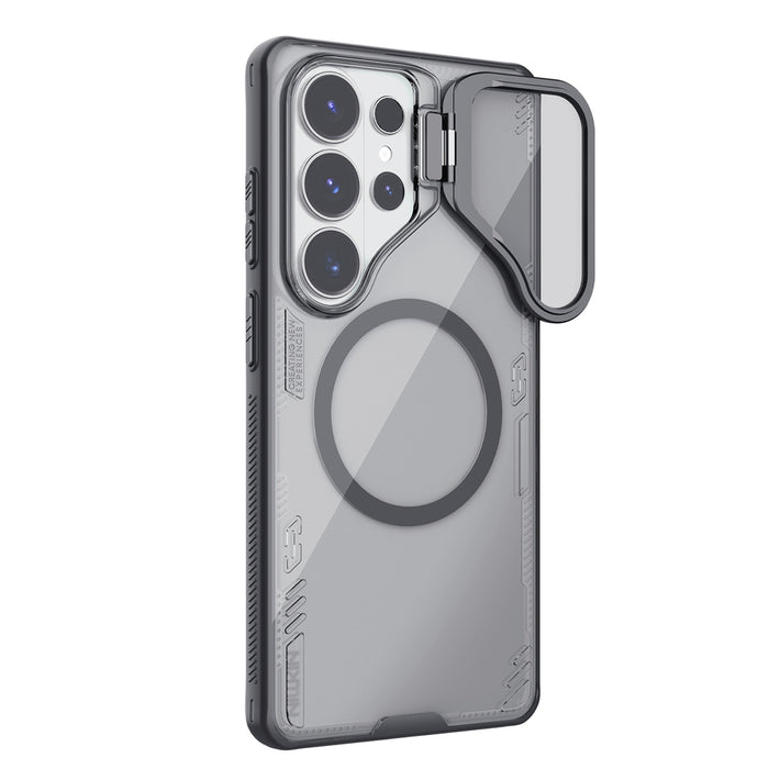 Nillkin Iceblade Prop Магнитен Кейс с Калъф за Камера и Поставка, Съвместим с MagSafe за Samsung Galaxy S26 Ultra - Прозрачен Черен