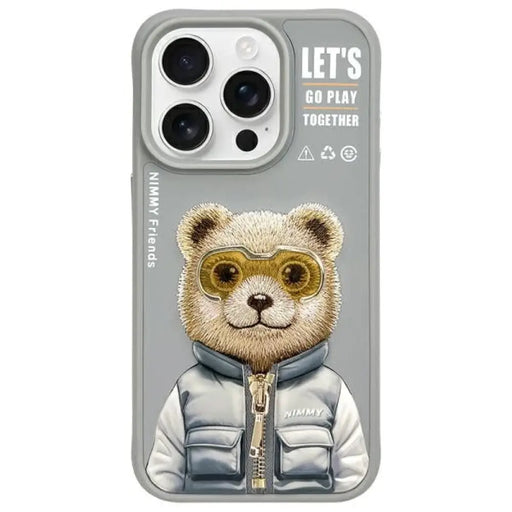 Nimmy Cool&Cute 2.0 Bear Case за iPhone 15 Pro Max - сив