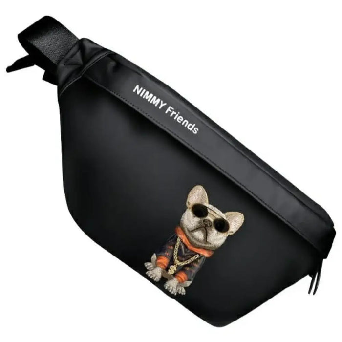 Nimmy Crossbody Glasses Cool Dog Чанта за рамо - черна