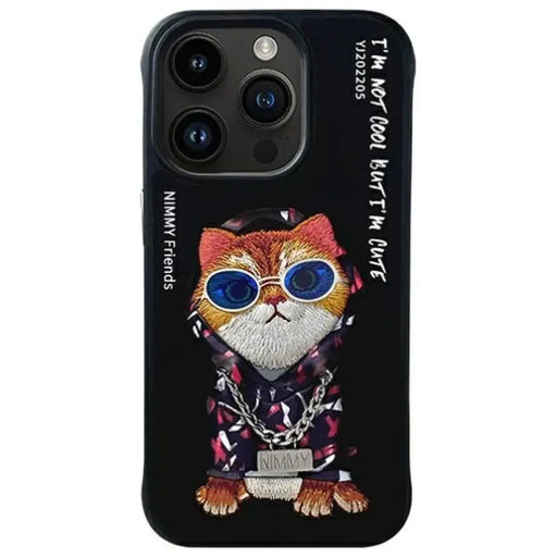 Nimmy Glasses Cool Cat Case за iPhone 15 Pro - черен