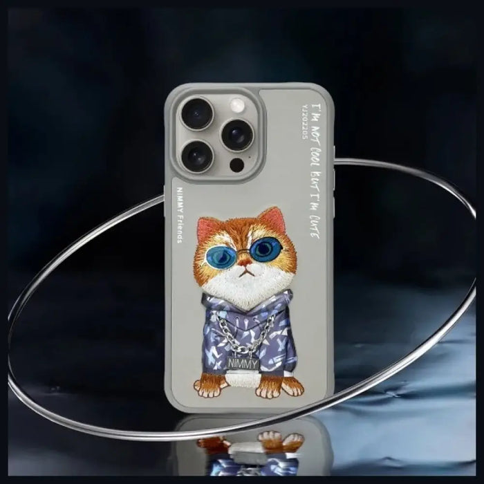 Nimmy Glasses Cool Cat Case за iPhone 15 Pro Max - сив