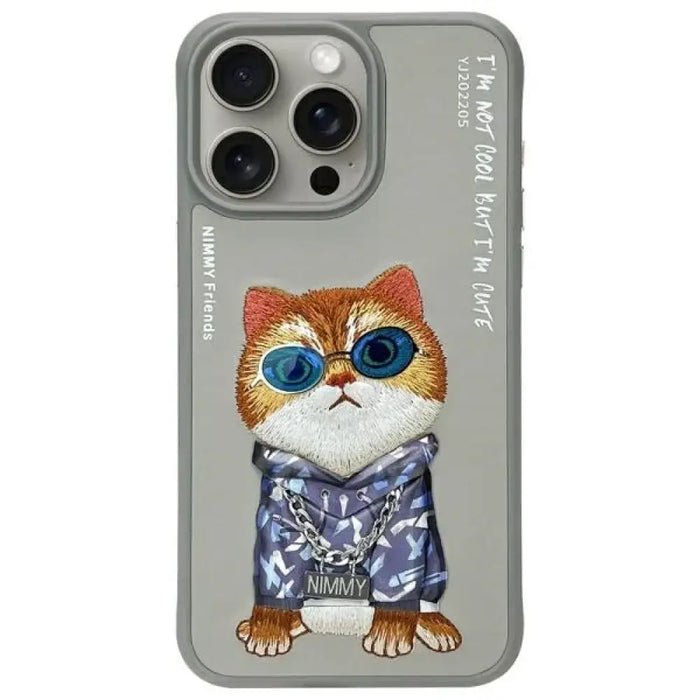 Nimmy Glasses Cool Cat Case за iPhone 15 Pro - сив