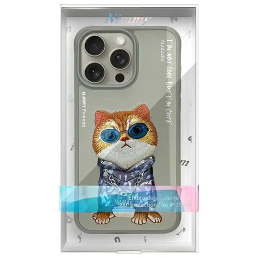 Nimmy Glasses Cool Cat Case за iPhone 15 Pro - сив