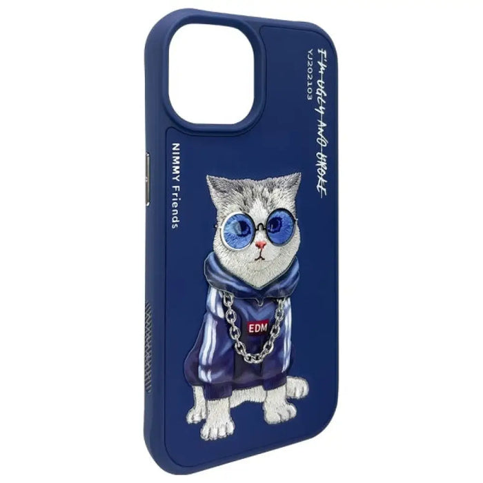 Nimmy Glasses Cool Cat Case за iPhone 15 - син