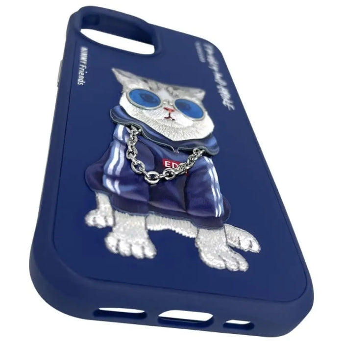 Nimmy Glasses Cool Cat Case за iPhone 15 - син