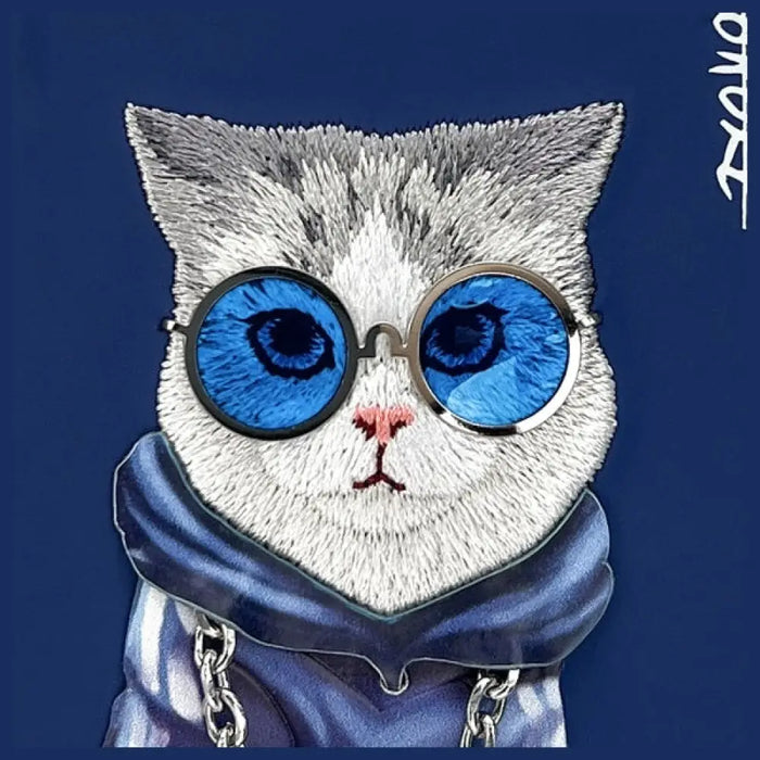 Nimmy Glasses Cool Cat Case за iPhone 15 - син
