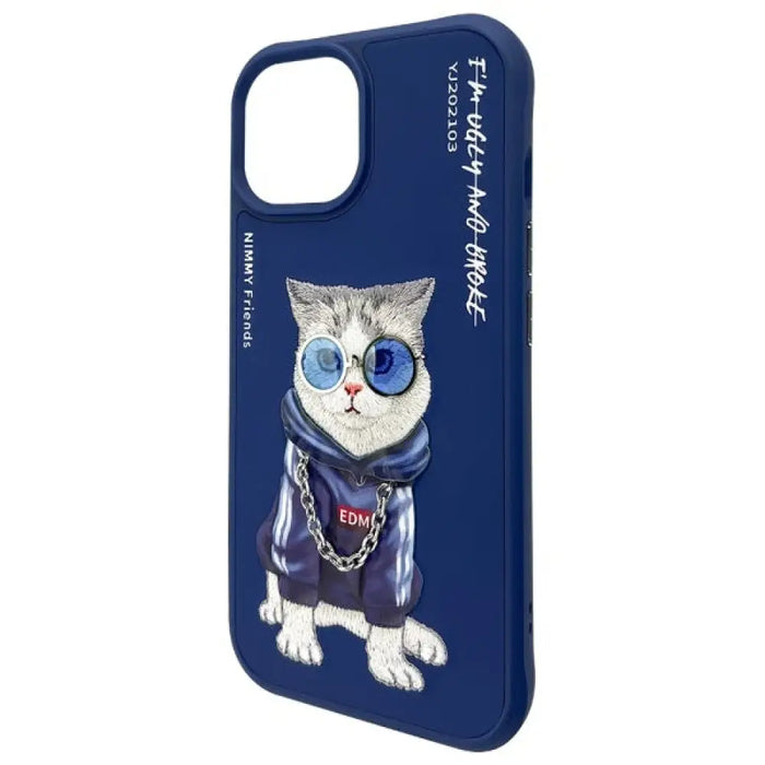 Nimmy Glasses Cool Cat Case за iPhone 15 - син