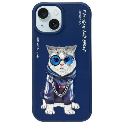 Nimmy Glasses Cool Cat Case за iPhone 15 - син