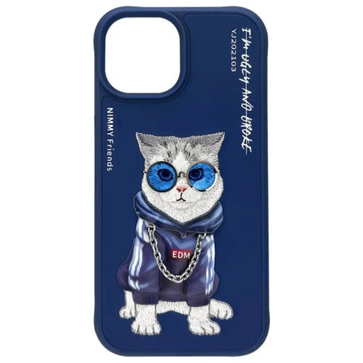 Nimmy Glasses Cool Cat Case за iPhone 15 - син