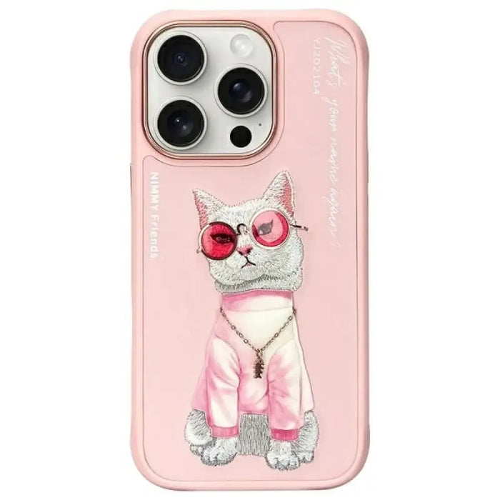 Nimmy Glasses Cool Cat Case за iPhone 16 Pro Max - розов
