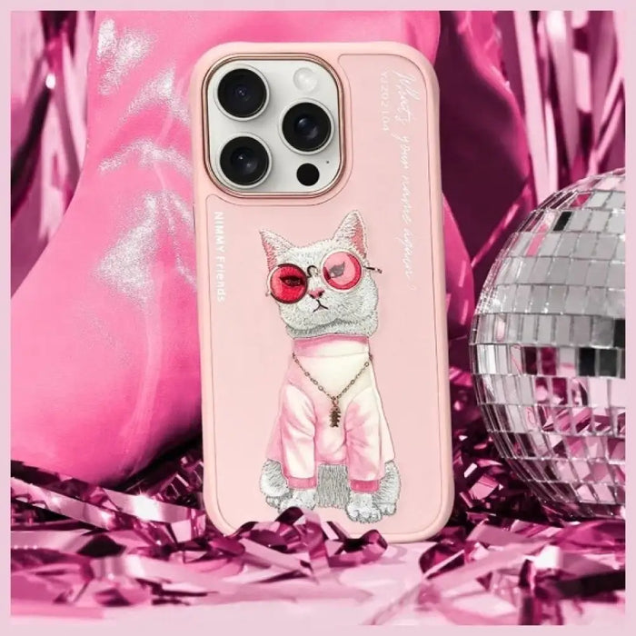 Nimmy Glasses Cool Cat Case за iPhone 16 Pro - розов