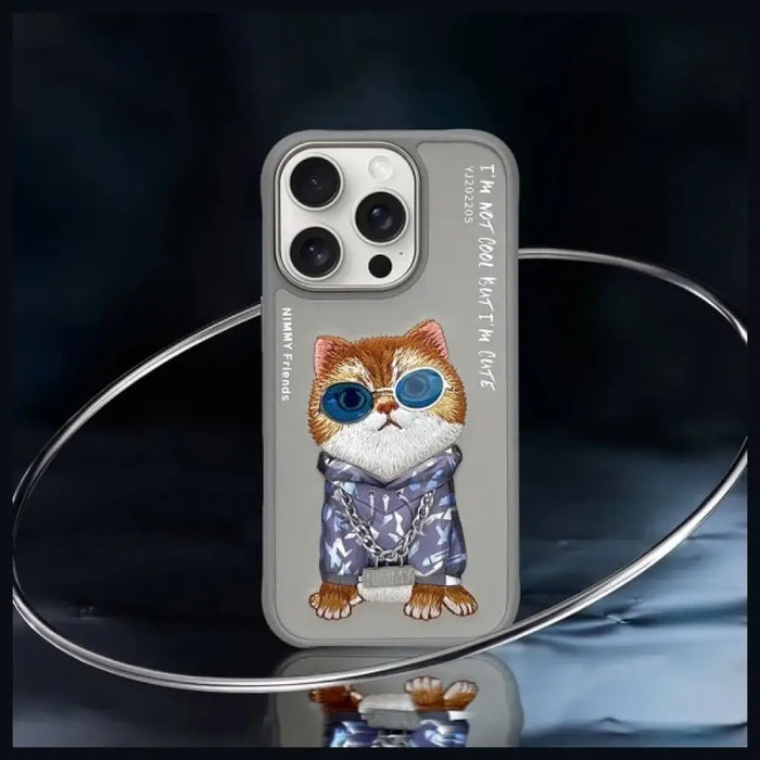 Nimmy Glasses Cool Cat Case за iPhone 16 Pro - сив