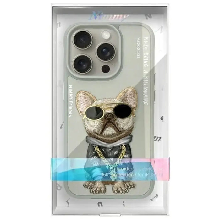 Nimmy Glasses Cool Dog Case за iPhone 15 Pro Max - сив
