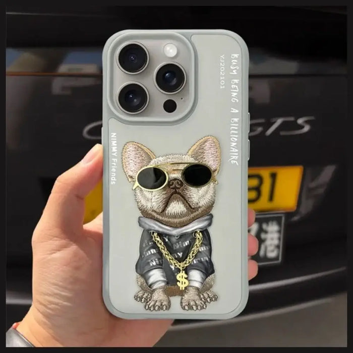 Nimmy Glasses Cool Dog Case за iPhone 15 Pro Max - сив