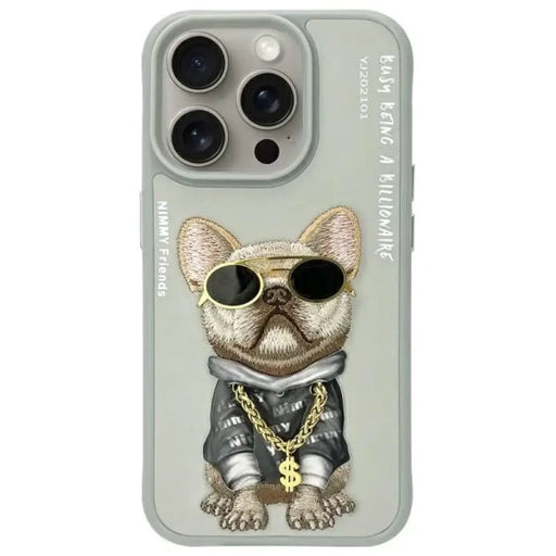 Nimmy Glasses Cool Dog Case за iPhone 15 Pro Max - сив