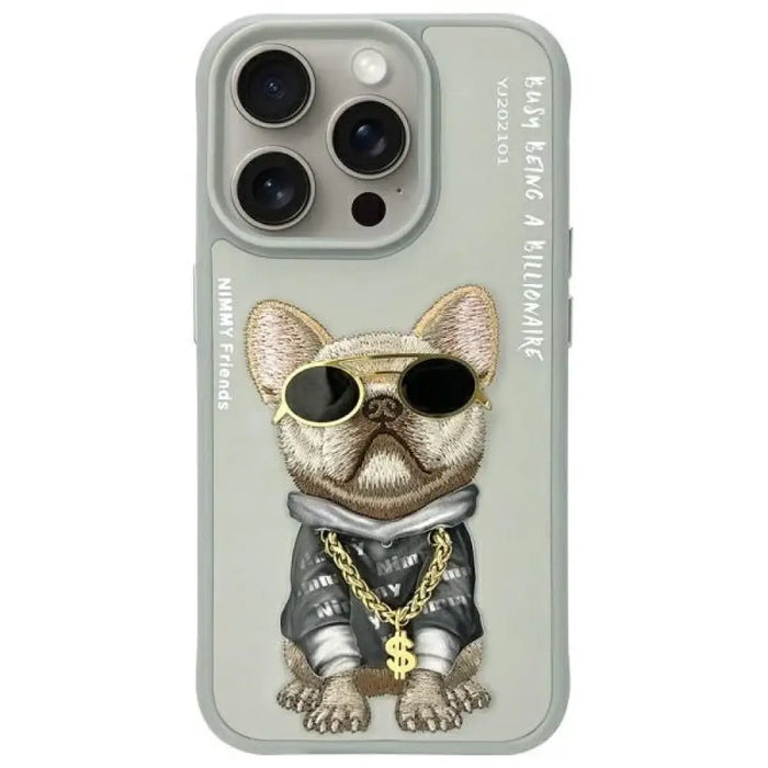Nimmy Glasses Cool Dog Case за iPhone 15 Pro Max - сив
