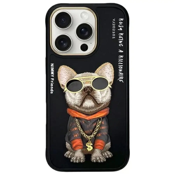 Nimmy Glasses Cool Dog Case за iPhone 16 Pro Max - черен