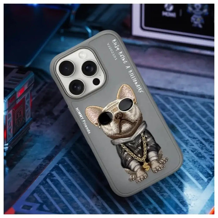 Nimmy Glasses Cool Dog Case за iPhone 16 Pro Max - сив