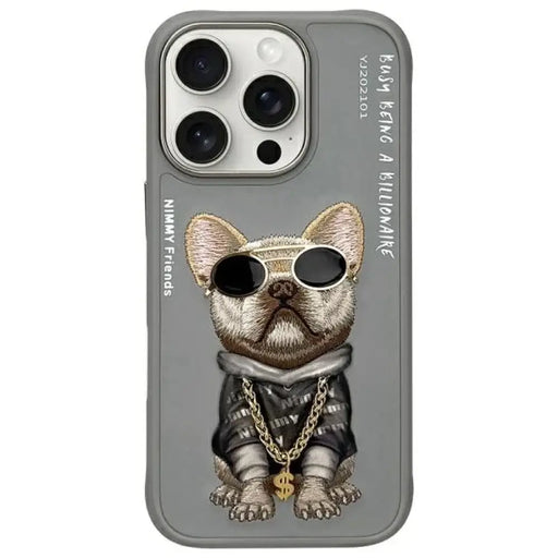 Nimmy Glasses Cool Dog Case за iPhone 16 Pro Max - сив