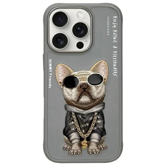 Nimmy Glasses Cool Dog Case за iPhone 16 Pro Max - сив