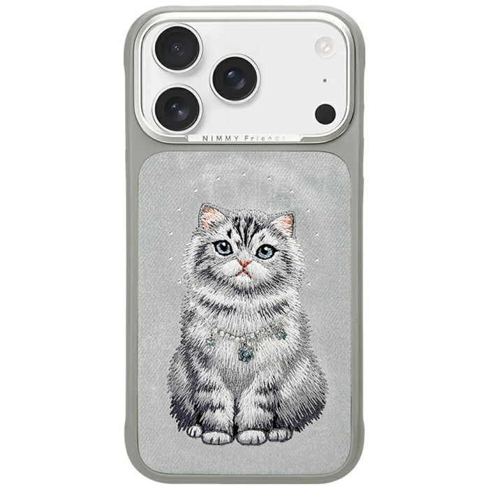 Калъф Nimmy Lucky Fashion Cat MagSafe за iPhone 17 Pro - сив