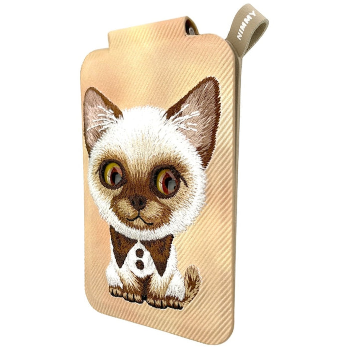 Nimmy New Big-Eye Cute Pets 2.0 Магнитен портфейл с поставка за телефон за котки - кафяв