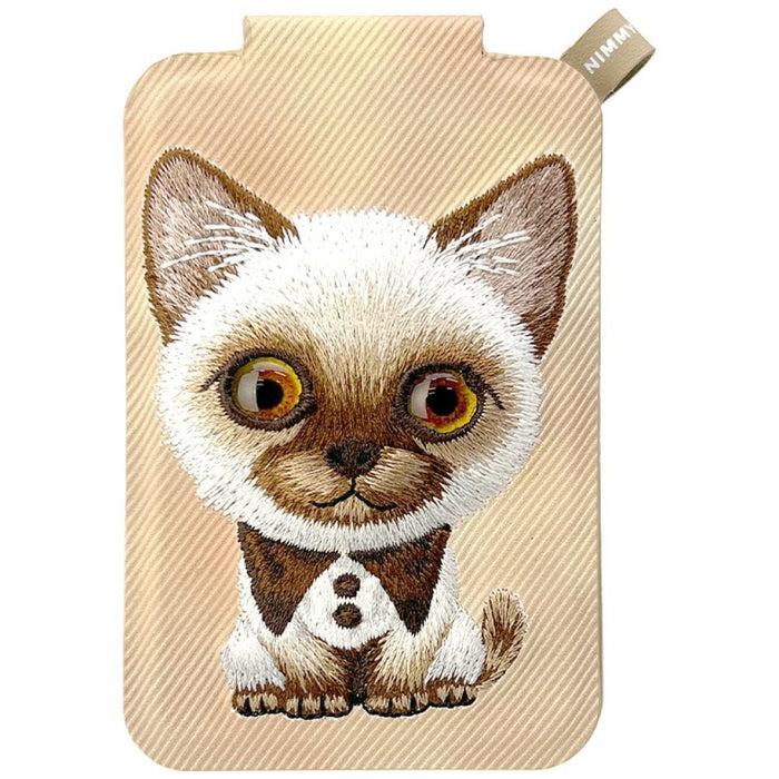 Nimmy New Big-Eye Cute Pets 2.0 Магнитен портфейл с поставка за телефон за котки - кафяв