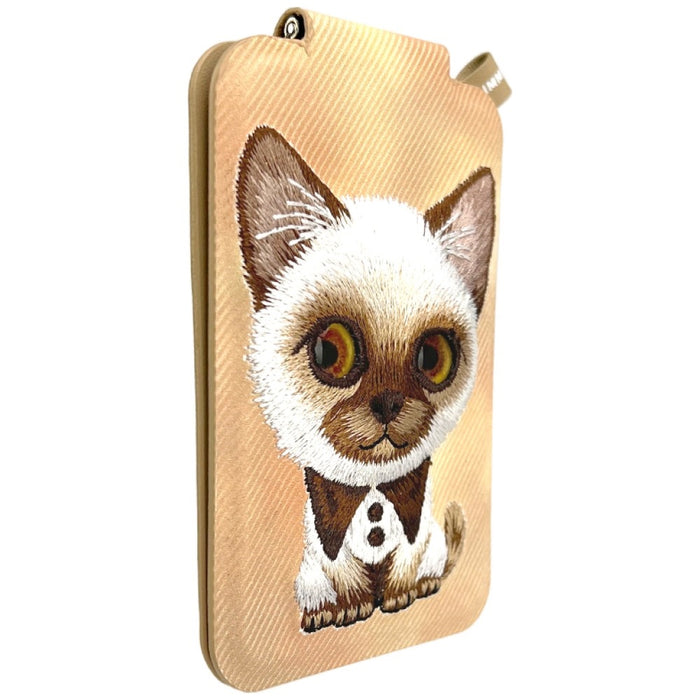 Nimmy New Big-Eye Cute Pets 2.0 Магнитен портфейл с поставка за телефон за котки - кафяв