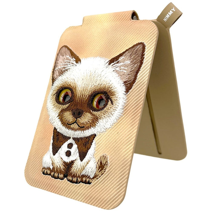 Nimmy New Big-Eye Cute Pets 2.0 Магнитен портфейл с поставка за телефон за котки - кафяв