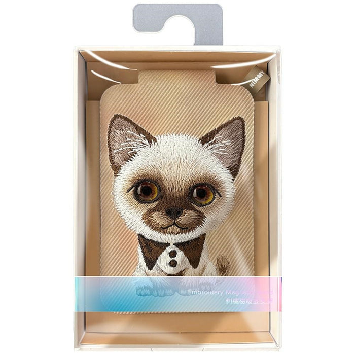 Nimmy New Big-Eye Cute Pets 2.0 Магнитен портфейл с поставка за телефон за котки - кафяв