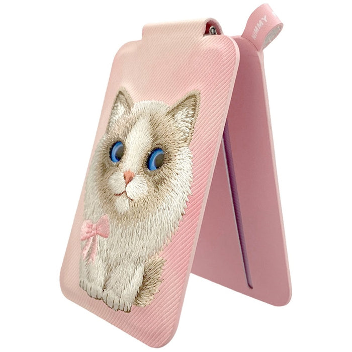 Nimmy New Big-Eye Cute Pets 2.0 Магнитен портфейл с поставка за телефон за котки - розов