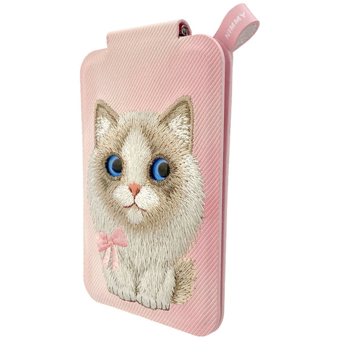 Nimmy New Big-Eye Cute Pets 2.0 Магнитен портфейл с поставка за телефон за котки - розов