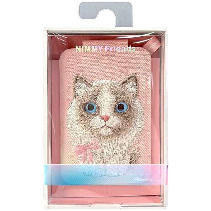 Nimmy New Big-Eye Cute Pets 2.0 Магнитен портфейл с поставка за телефон за котки - розов