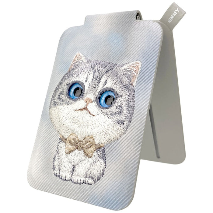 Nimmy New Big-Eye Cute Pets 2.0 Магнитен портфейл с поставка за телефон за котки - сив