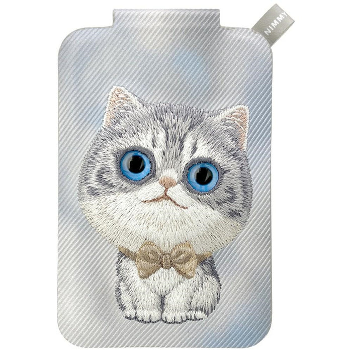 Nimmy New Big-Eye Cute Pets 2.0 Магнитен портфейл с поставка за телефон за котки - сив