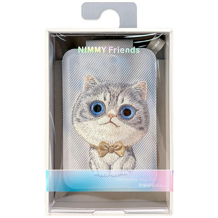 Nimmy New Big-Eye Cute Pets 2.0 Магнитен портфейл с поставка за телефон за котки - сив