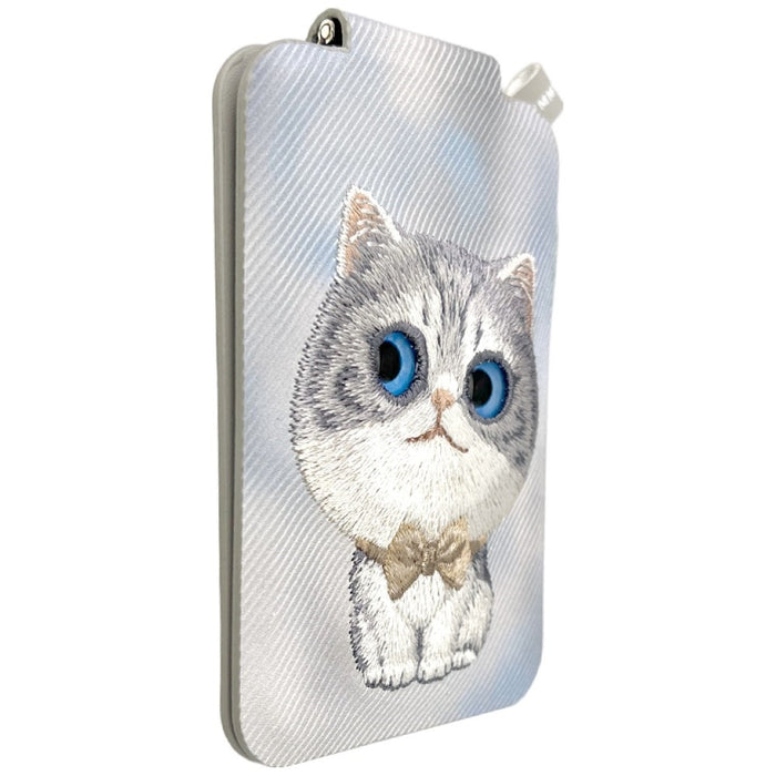 Nimmy New Big-Eye Cute Pets 2.0 Магнитен портфейл с поставка за телефон за котки - сив