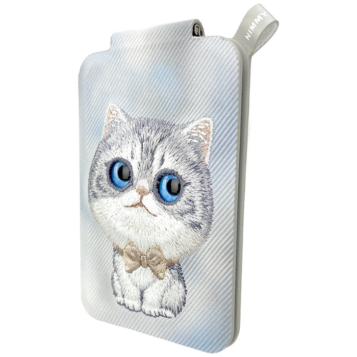 Nimmy New Big-Eye Cute Pets 2.0 Магнитен портфейл с поставка за телефон за котки - сив