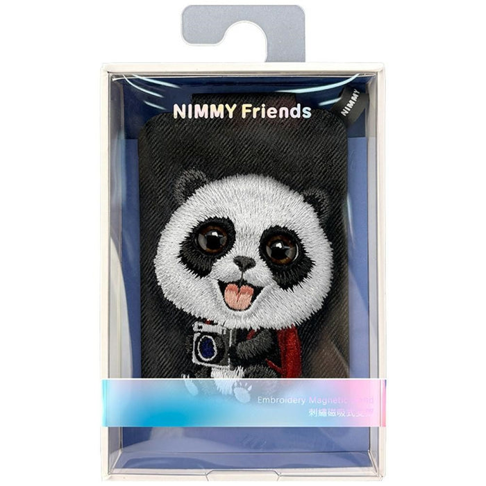Nimmy New Big-Eye Cute Pets 2.0 Магнитен портфейл с поставка за телефон Panda - черен