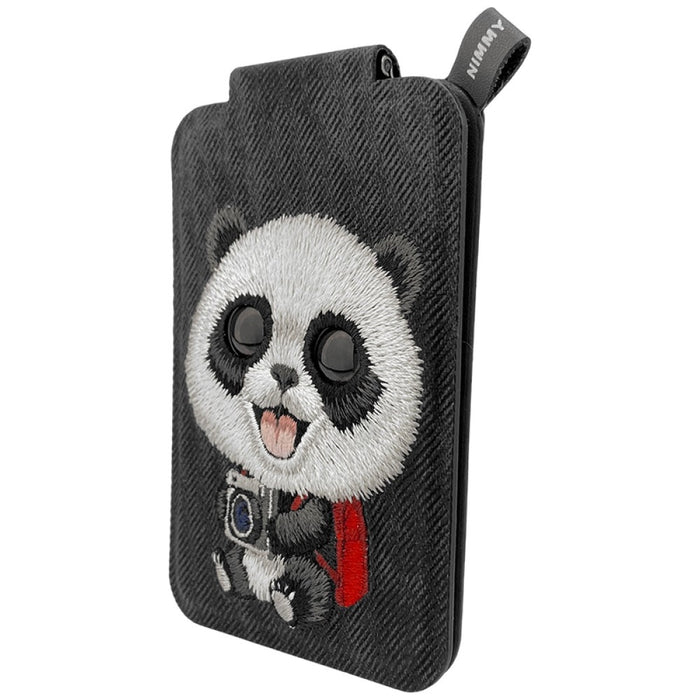 Nimmy New Big-Eye Cute Pets 2.0 Магнитен портфейл с поставка за телефон Panda - черен