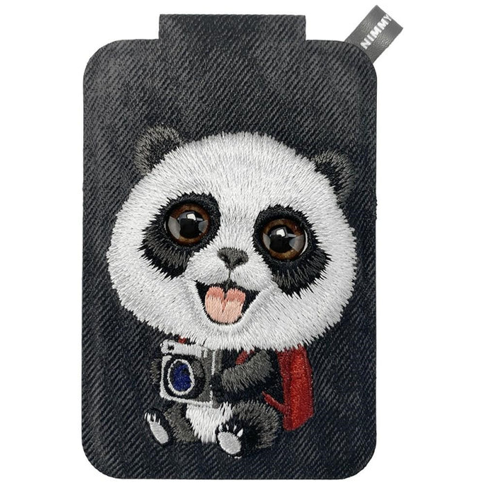 Nimmy New Big-Eye Cute Pets 2.0 Магнитен портфейл с поставка за телефон Panda - черен