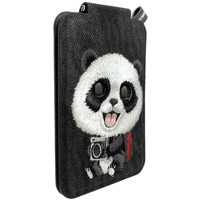 Nimmy New Big-Eye Cute Pets 2.0 Магнитен портфейл с поставка за телефон Panda - черен