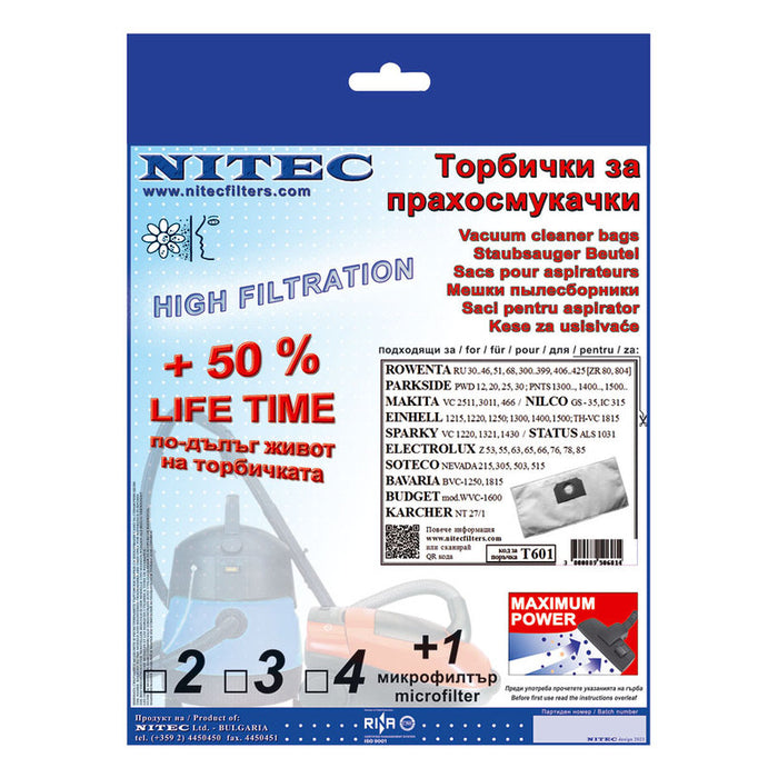 ТОРБИ ЗА ПРАХОСМУКАЧКА NITEC SMS Т601 3 БР