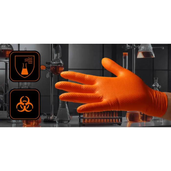 НИТРИЛНИ РЪКАВИЦИ 3D 50БР ОРАНЖЕВИ L