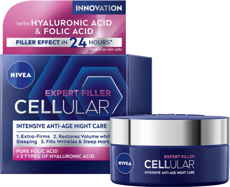 Нощен крем против бръчки Cellular Hyaluron Filler, 50 ml