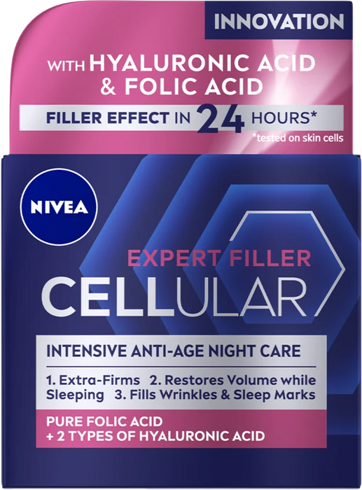 Нощен крем против бръчки Cellular Hyaluron Filler, 50 ml