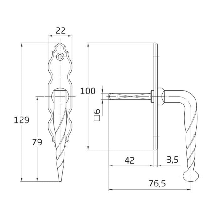 ДРЪЖКА ПРОЗОРЕЦ AMIG M121 100X22MM ЧЕРНА