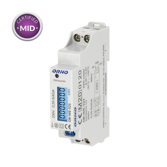 ЕЛЕКТРОМЕР МОНОФАЗЕН 40А OR-WE-521